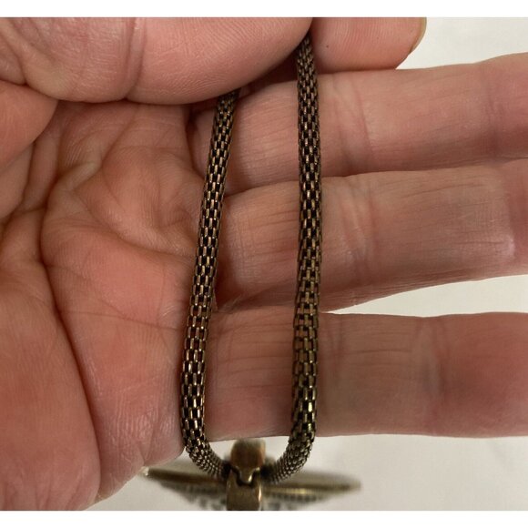 Premier Designs Cordova Necklace Pendant Brass Silvertone Leopard Cheetah - Picture 6 of 8